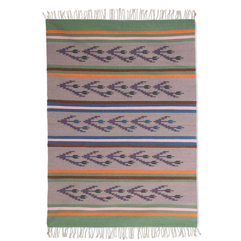 Tapis gris / mauve en laine Parkinson