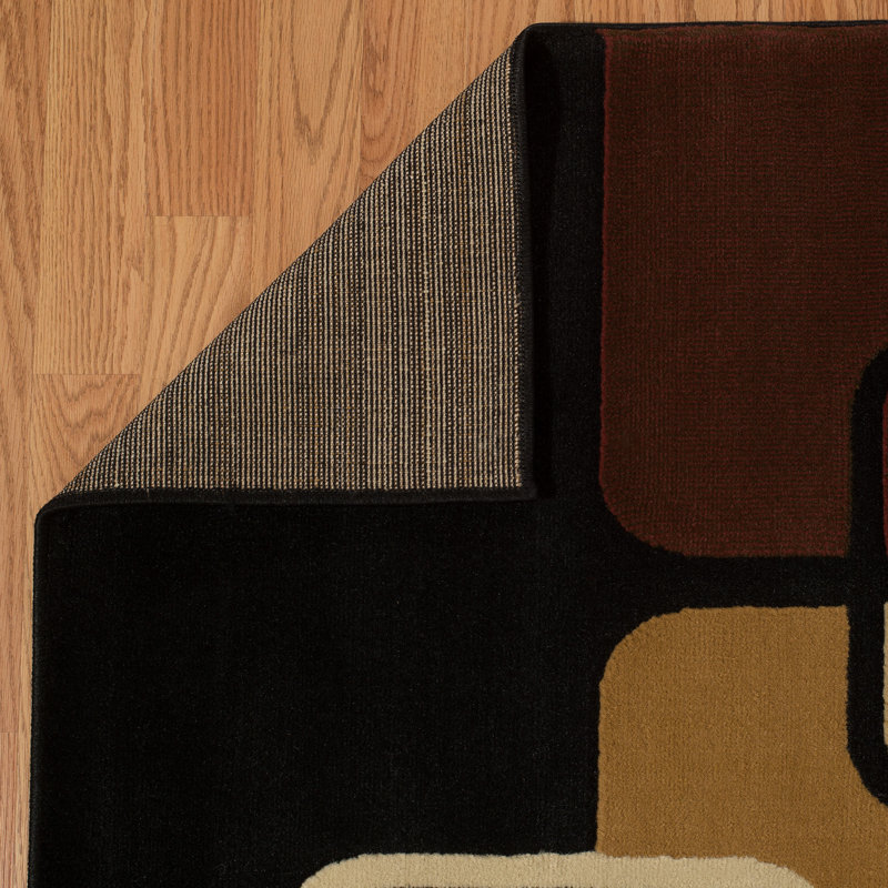 Tapis brun/beige/noir jazz oléfine Glines, Rectangle 1 pi 10 po x 3 pi