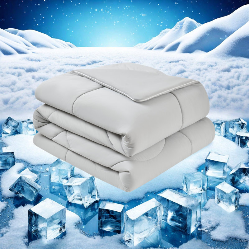 Édredon à double face rafraîchissant pour les dormeurs chauds, Gris clair, Grand lit