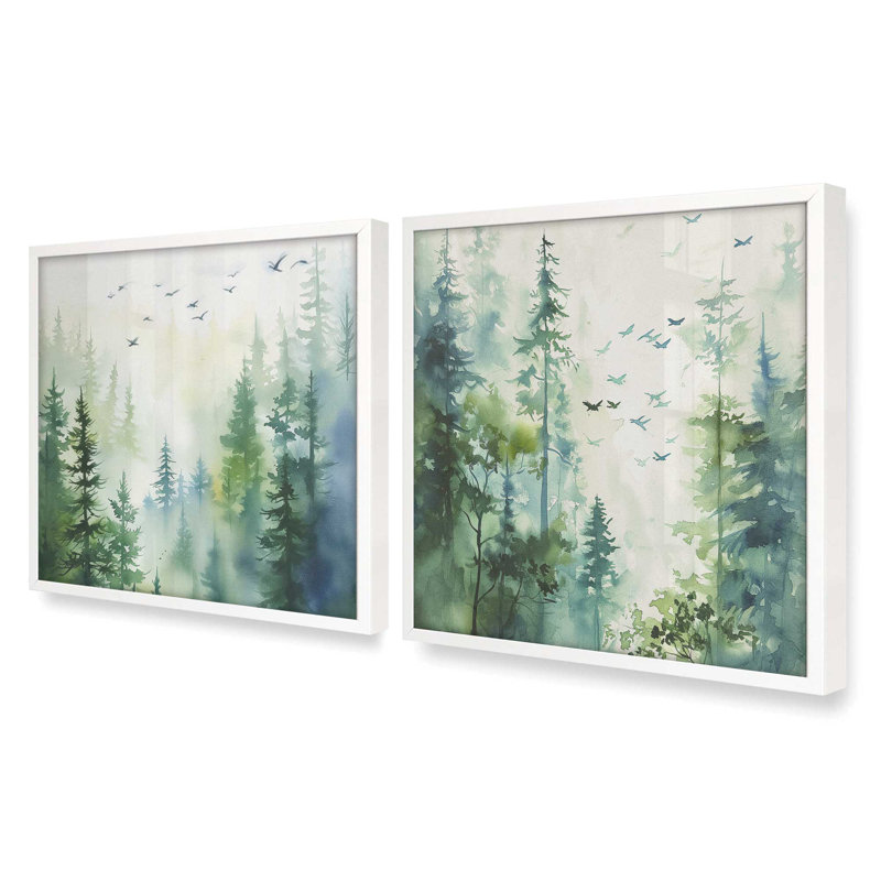 «Woodland Birds In Mist», Blanc opaque, H 17,75 po x l 17,75 po