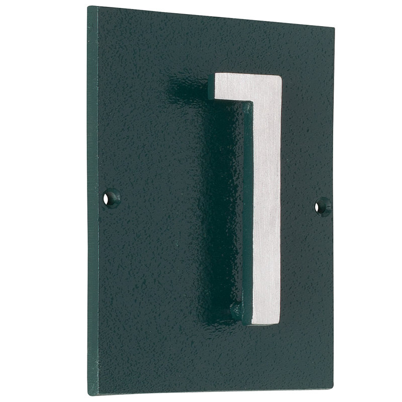 Plaque d’adresse murale sur 1 ligne flottante, Vert forêt, Nickel satiné deux tons, Oui