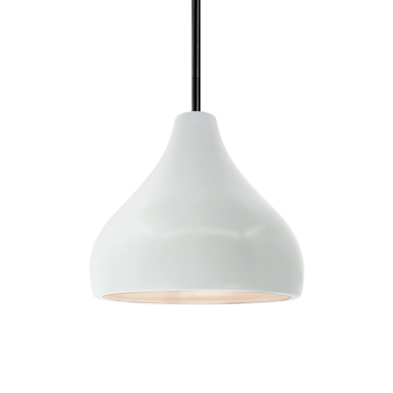 Luminaire suspendu à 1 lumière Meydan, H 7,25 po x l 8 po x P 8 po, Blanc lustré, Noir mat