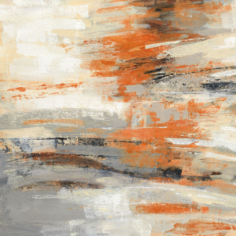 Orange poussière d'or - peinture, Non, Toile encadrée noire, H 12 po x l 12 po x P 1,25 po
