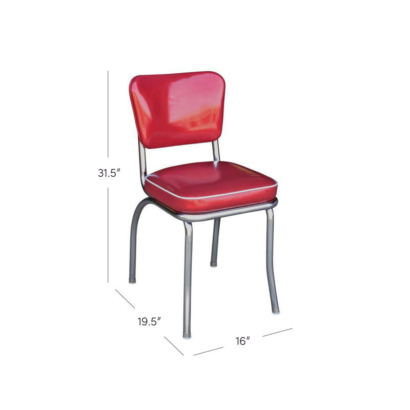 Chaise de salle à manger rembourrée rétro, Rouge paillette scintillante