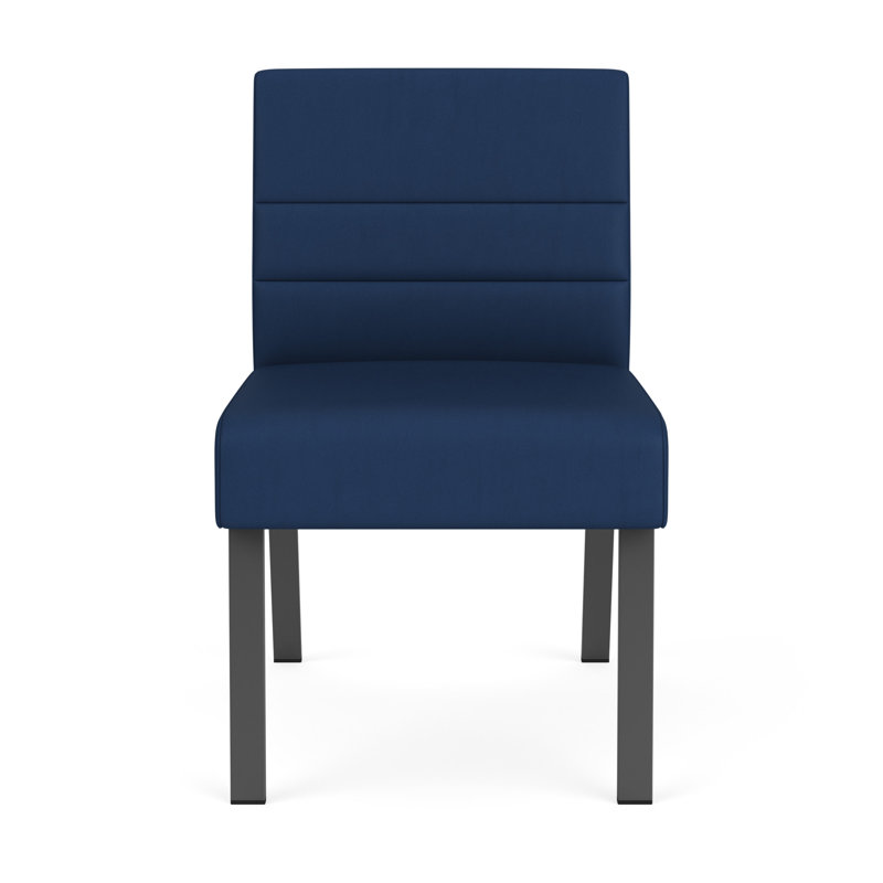 Chaise d'invité sans accoudoirs Waterfall, Gris anthracite, Vinyle bleu Patriot Plus Imperial