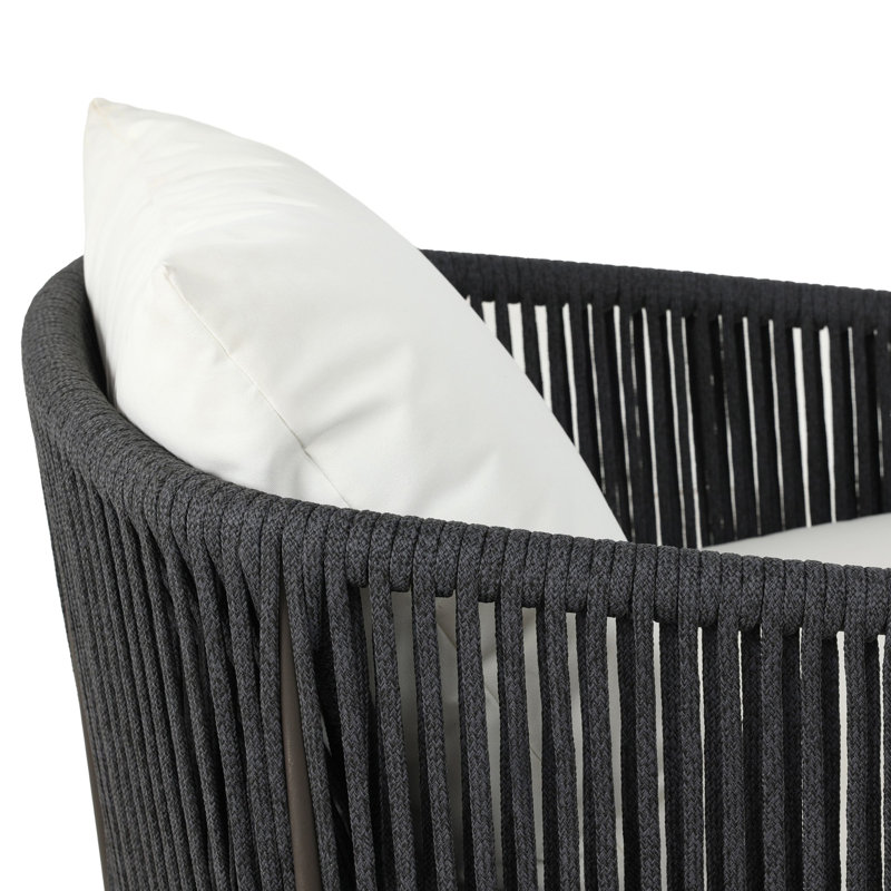 Porto Outdoor Swivel Lounge Chair, Arashi Salt, Thick Dark Gray Rope
