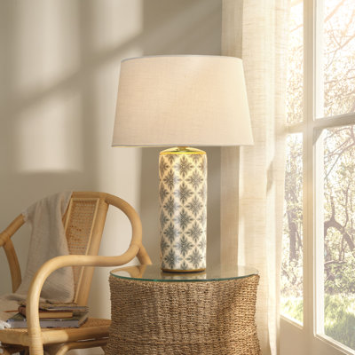 Harlequin Ceramic Table Lamp with Linen Shade