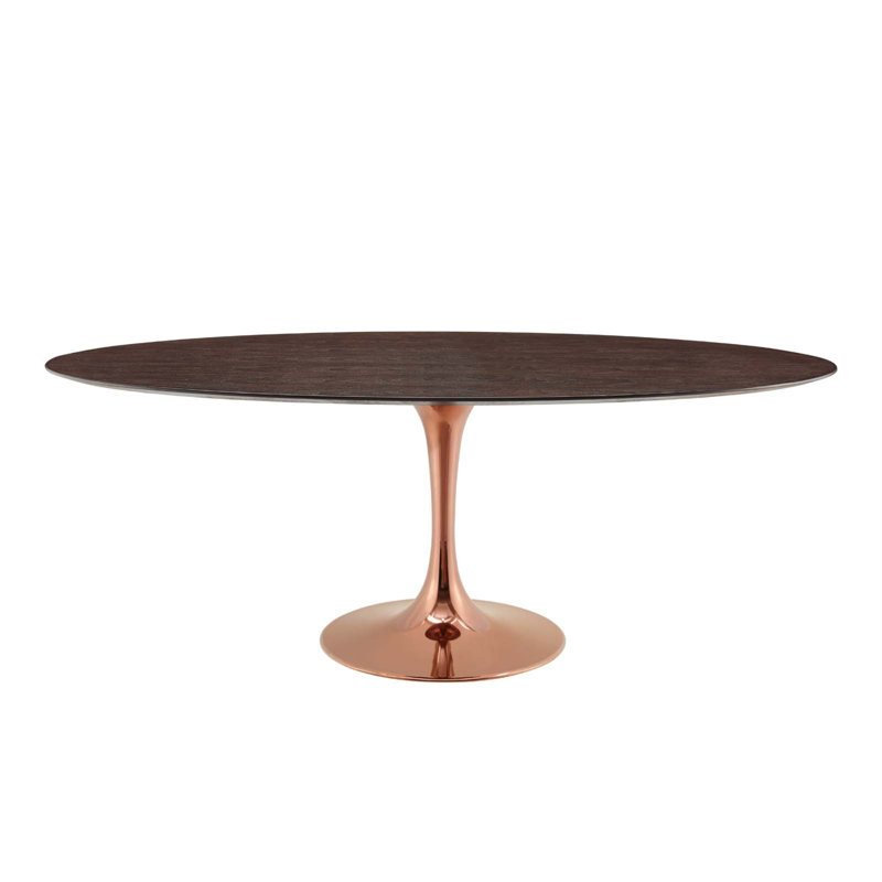 Lippa Dining Table by Modway, Rose Gold, Cherry Walnut, 78"L x 47"W