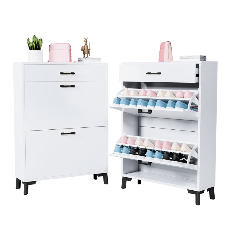 Meuble à chaussures 2 tiroirs: blanc, Blanc