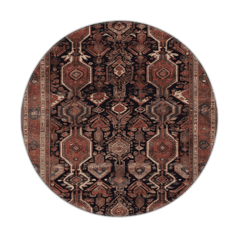 Persian Brown Indoor and Outdoor Area Rug, Rectangle 5' x 7'