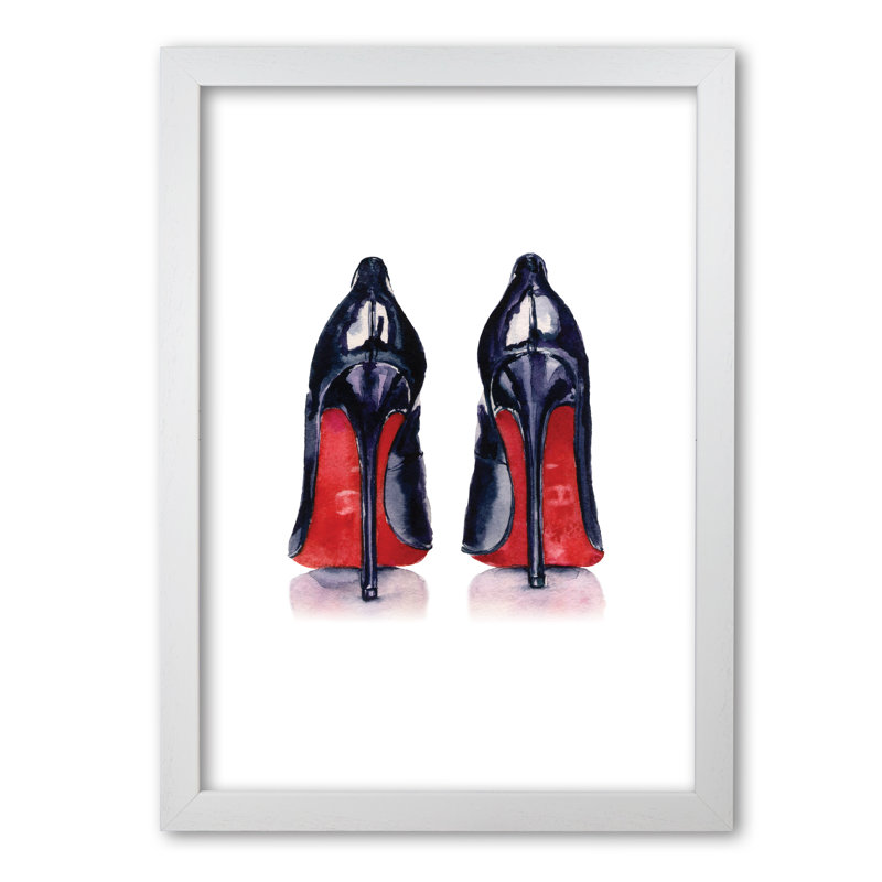 High Heels - Painting, White Grain Frame, 85 cm H x 60 cm W x 5 cm D