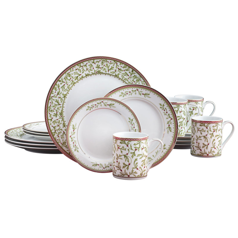 Mikasa Holiday Tradition 16-Piece Porcelain Dinnerware Set, Service for 4