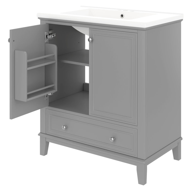 Meuble-lavabo gris avec lavabo - 30 po, Grey