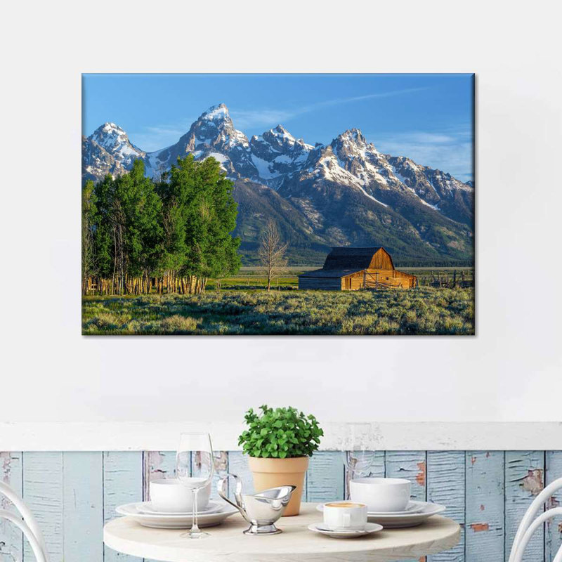 Impression sur toile Grand Teton Mountains Barn, H 8 po x l 12 po x P 1 po