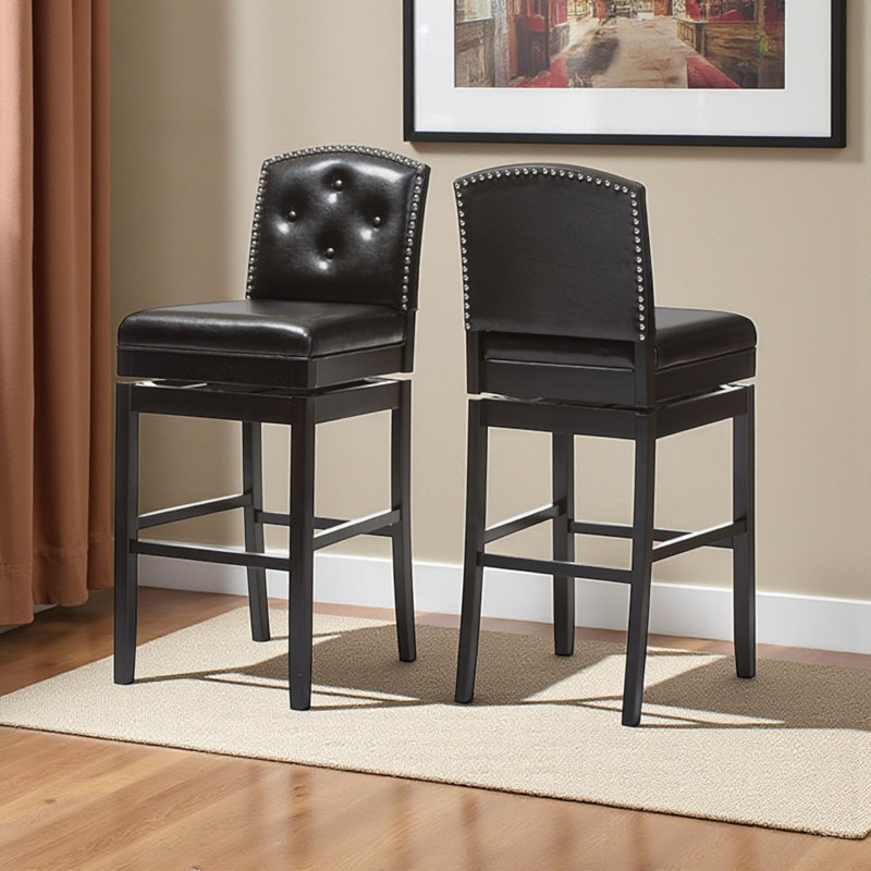 Chareese Swivel Upholstered Faux Leather Counter Stool, Brown
