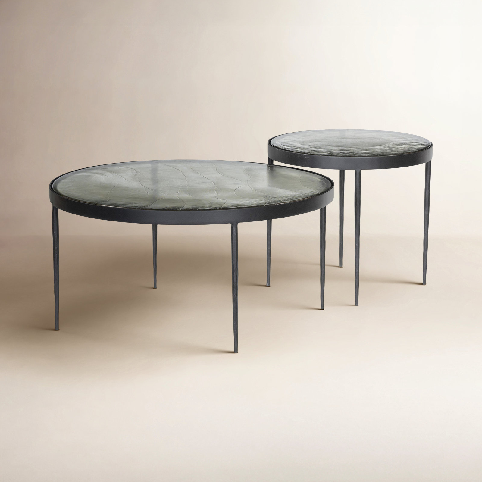 Carmen Nesting Coffee Table, Clear Cast Glass