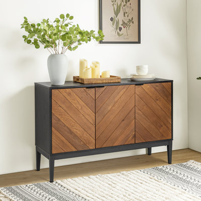 Buffet de rangement à tablette à chevrons avec tablette réglable 47 po