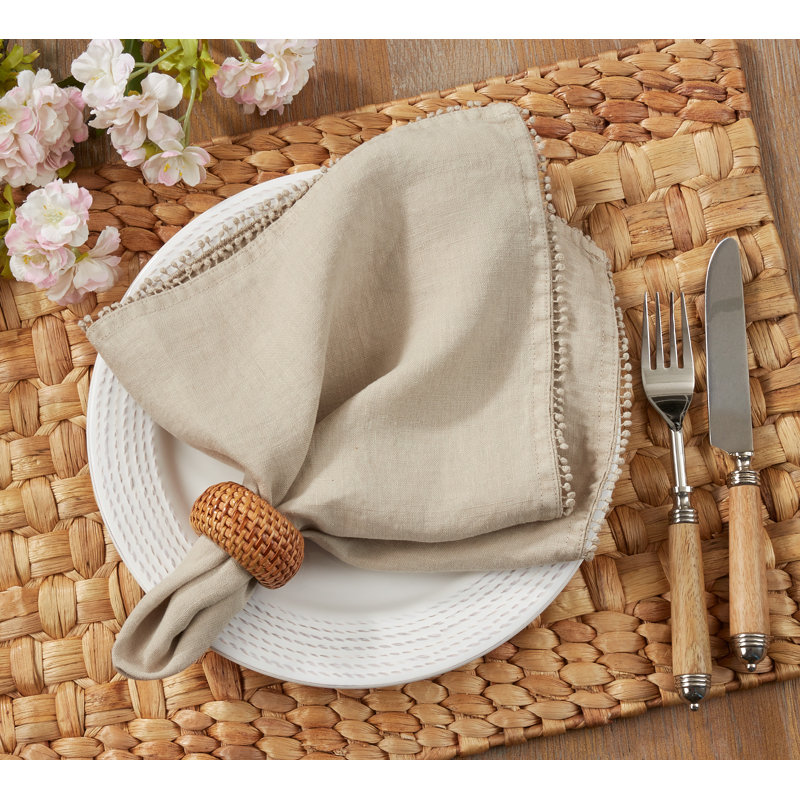 Serviette 20 po Trezza Pom Pom, Naturel