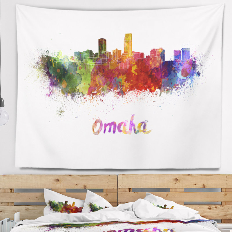 Tapisserie d'omaha skyline Cityscape, H 32 po x l 39 po
