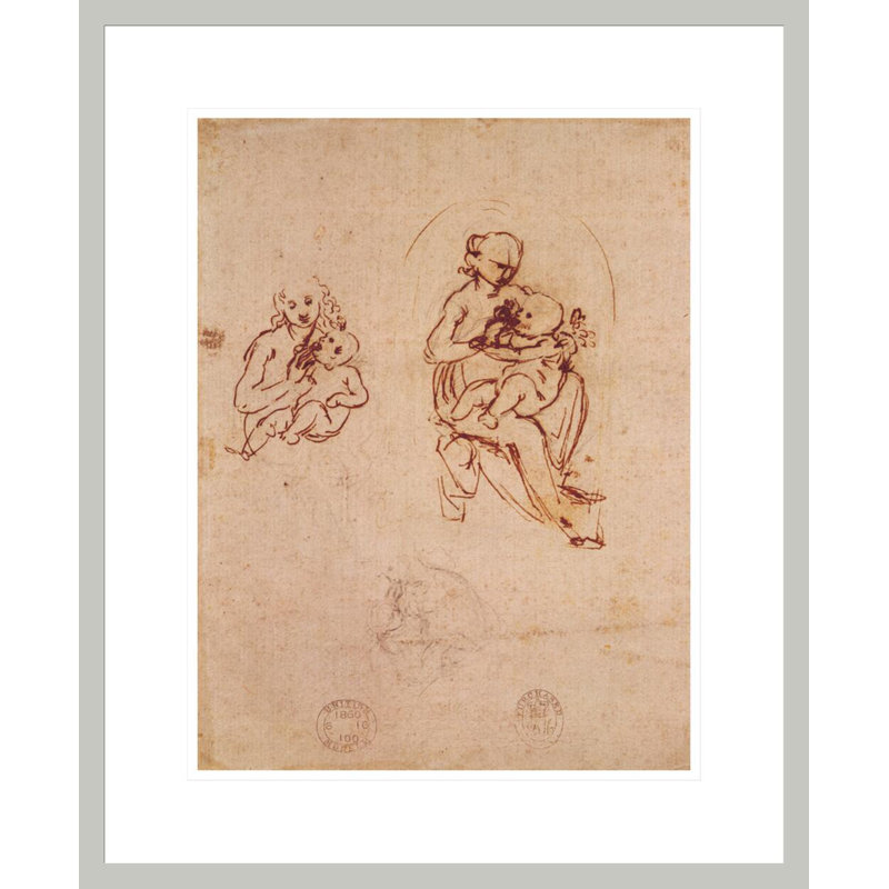 Étude pour la Vierge et l'enfant par Leonardo Da Vinci, impression giclée encadrée, H 21,61 po x l 17,75 po
