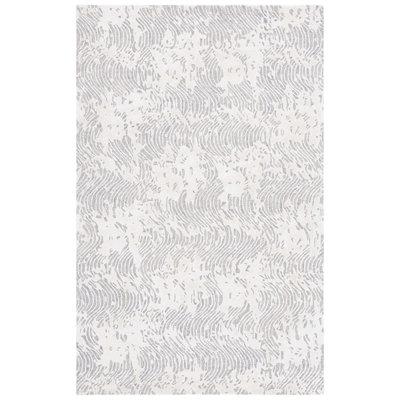 Glamour Hand Tufted Wool Viscose Cotton with Latex Abstract Rug in Light Gray/Ivory