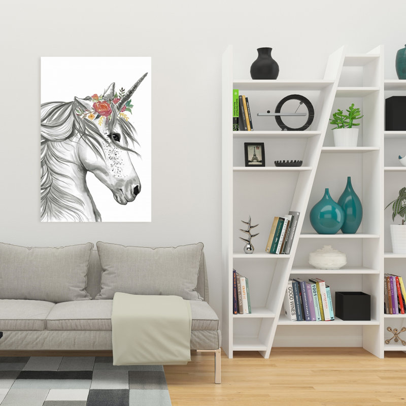 Licorne magique sur toile rose - Art décoratif fantaisiste