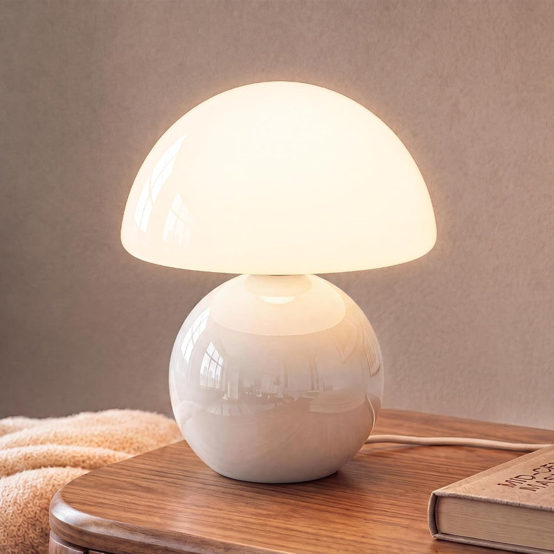 Mushroom Lamp Table Lamp for Bedroom-Small Desk Table Lamps,White