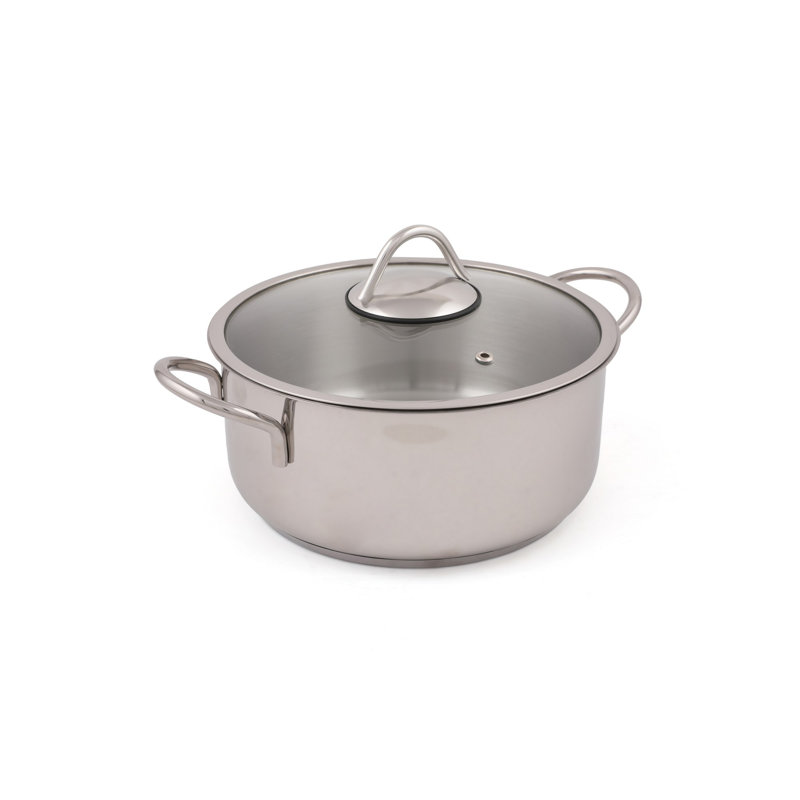 Premium 2-Piece Pot Set, 100% Stainless Steel, 10.2 x 10.2 x 3.1 inches | 114.0 Fl Oz Capacity | Dishwasher Safe, Silver Finish | Ideal for Cooking & Sautéing, Durable & Easy to Clean Design