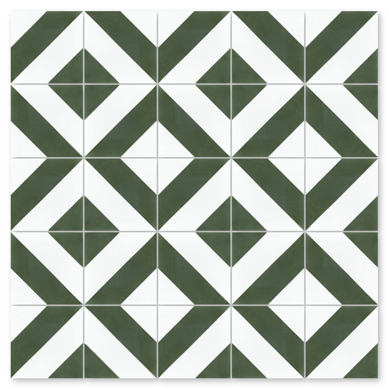 Carreau à motif de mur et de sol à motif diagonal de 4 po x 8 po, Olive / blanc