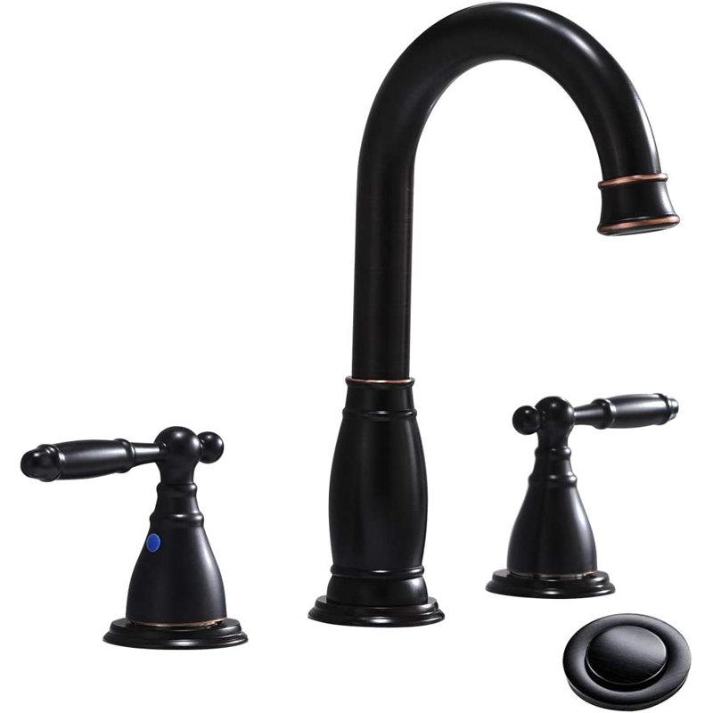 Robinet de salle de bain à large entraxe avec bonde, Bronze