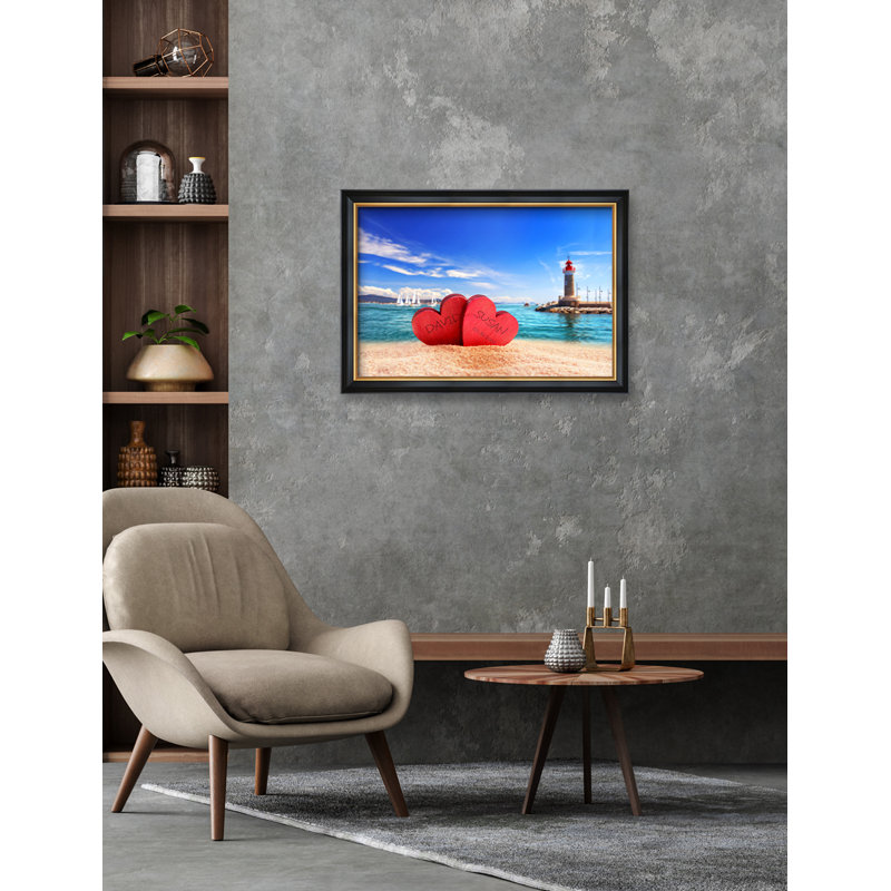 " Beach Lovers ", 16" H x 24" W x 1.5" D, Black Framed Canvas（Wood Frame）