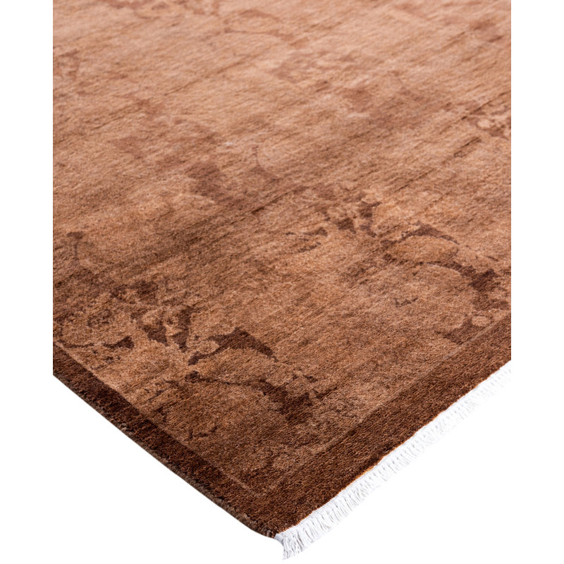 Overdyed Hand-Knotted Wool Modern-Contemporary Brown Area Rug 3' 1" x 5' 1"