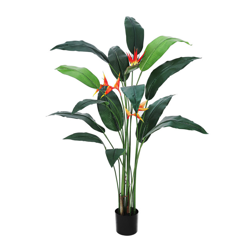 Faux palmier artificiel avec 17 troncs et 3 fausses fleurs, H 84 po x l 6 po x P 6 po