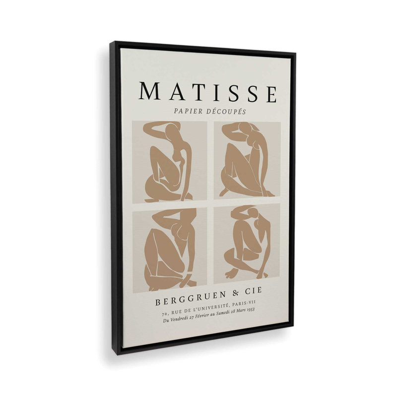 Nus Brun Matisse, affiche d'art, H 12,75 po x l 8,75 po x P 1,75 po, Cadre flottant noir satiné