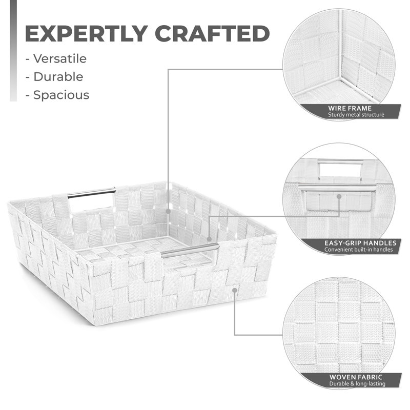 Sorbus Set of 9 Large Storage Baskets for Organizing, Mesh Hand-Woven Storage Organizers (), White