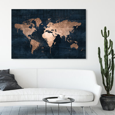 Maps And Flags Mapamundi Copper, Modern & Contemporary Bronze by Oliver Gal - Print on Canvas