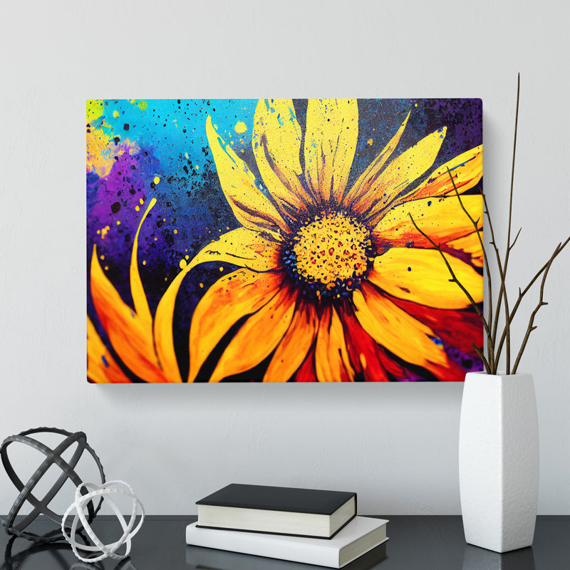 XXX-H1022-WF-8592X Sunflower Splash Vol.1 Abstract - Wrapped Canvas Print