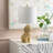 Gold Resin Doodle Dog Table Lamp With Linen Shade