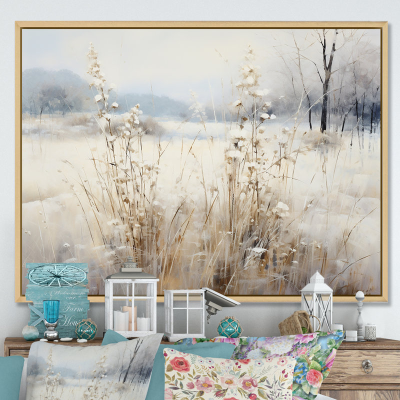 «Winter Meadow View calmness I», reproduction sur toile, H 40 po x l 30 po x P 1,5 po, Cadre flottant brun