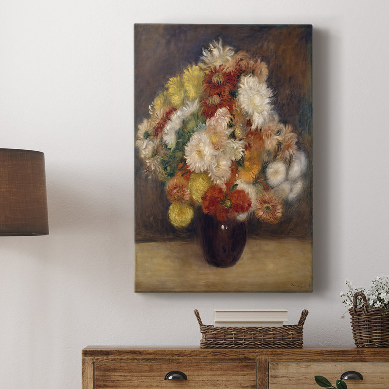 Bouquet de chrysanthèmes - Toile tendue avec châssis par Pierre-Auguste Renoir, 12 x 18