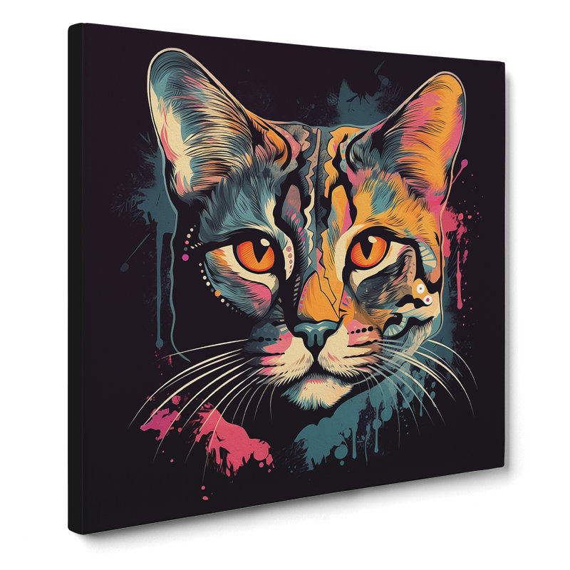Cat Graphic Art No.1 - Wrapped Canvas, 35cm H x 35cm W x 3cm D