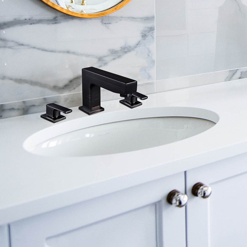 Robinet de salle de bain moderne à large entraxe, Bronze huilé