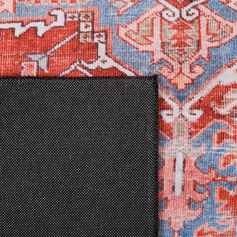 Tapis oriental rouille / bleu, Carré de 6 pi