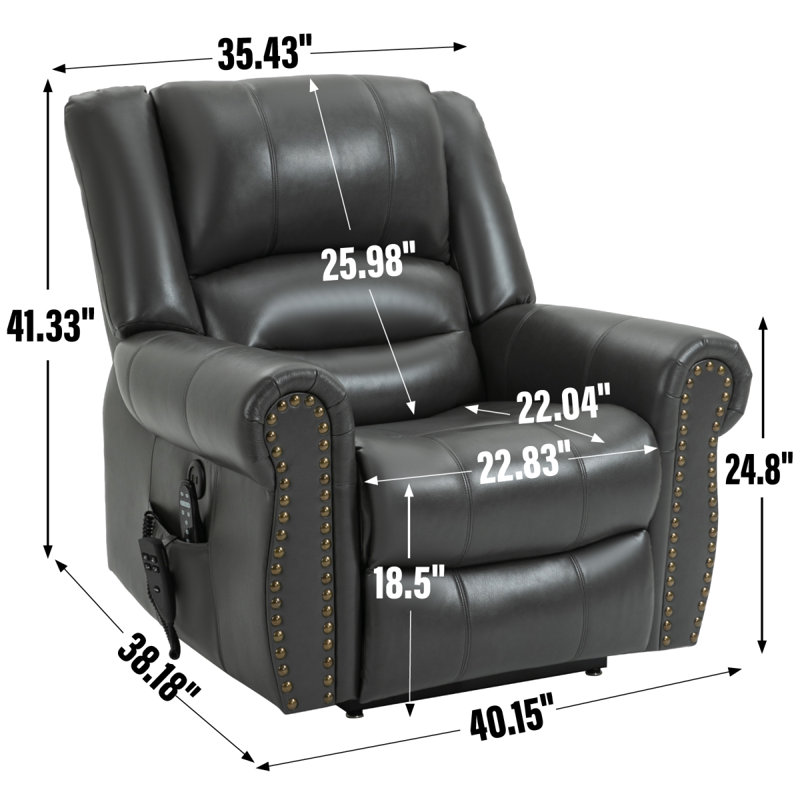 Fauteuil inclinable Power Lift, Similicuir gris