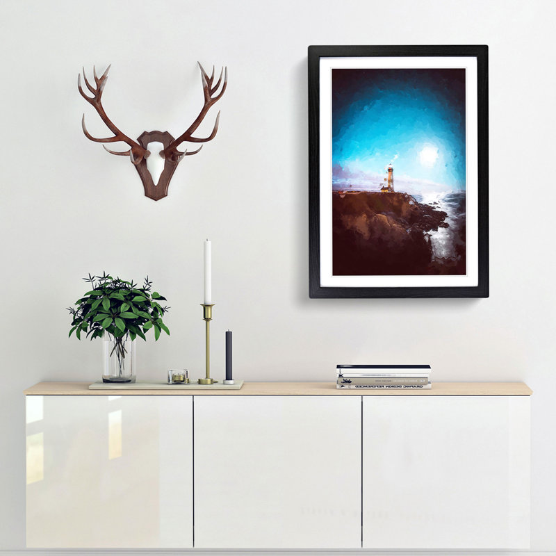 Pigeon Point Lighthouse - Picture Frame Graphic Art Print, 87cm H x 62cm W x 2cm D, Black Framed