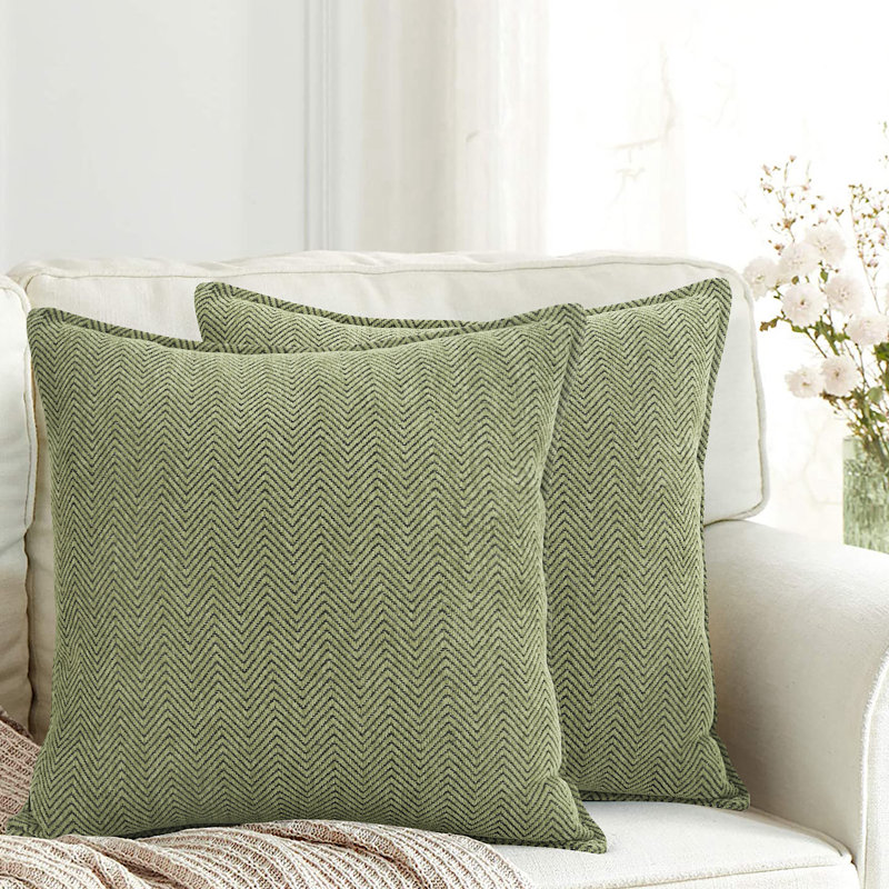 Housses de coussin Chevron , Vert sauge, H 16 po x l 16 po, Polyfill