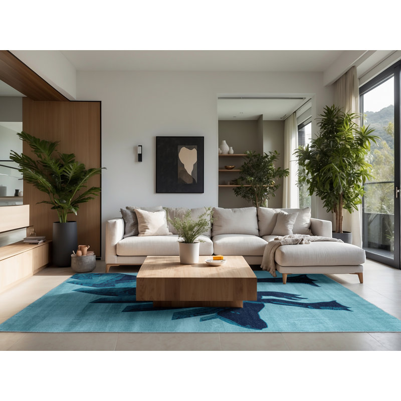 Tapis bleu moelleux et moelleux Spinosaurus, 7 x 10