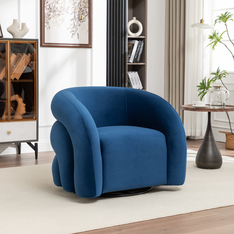 Fauteuil demi-tonneau rembourré et pivotant, Marine