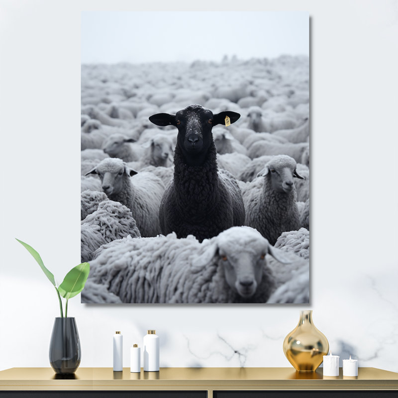Solitude, chèvre - art mural animal de chèvre, Toile tendue, H 20 po x l 12 po x P 1 po
