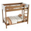 Lit superposé simple au-dessus de simple, structure de lit superposé tapissier avec échelle, garde-corps de sécurité, bois d'hévéa, tête et pied de lit en tissu molletonné
